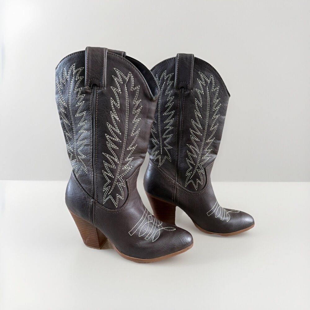 Miranda Cowboy Boots Women's Size 7 Brown Country Nashville Festival Western EUC